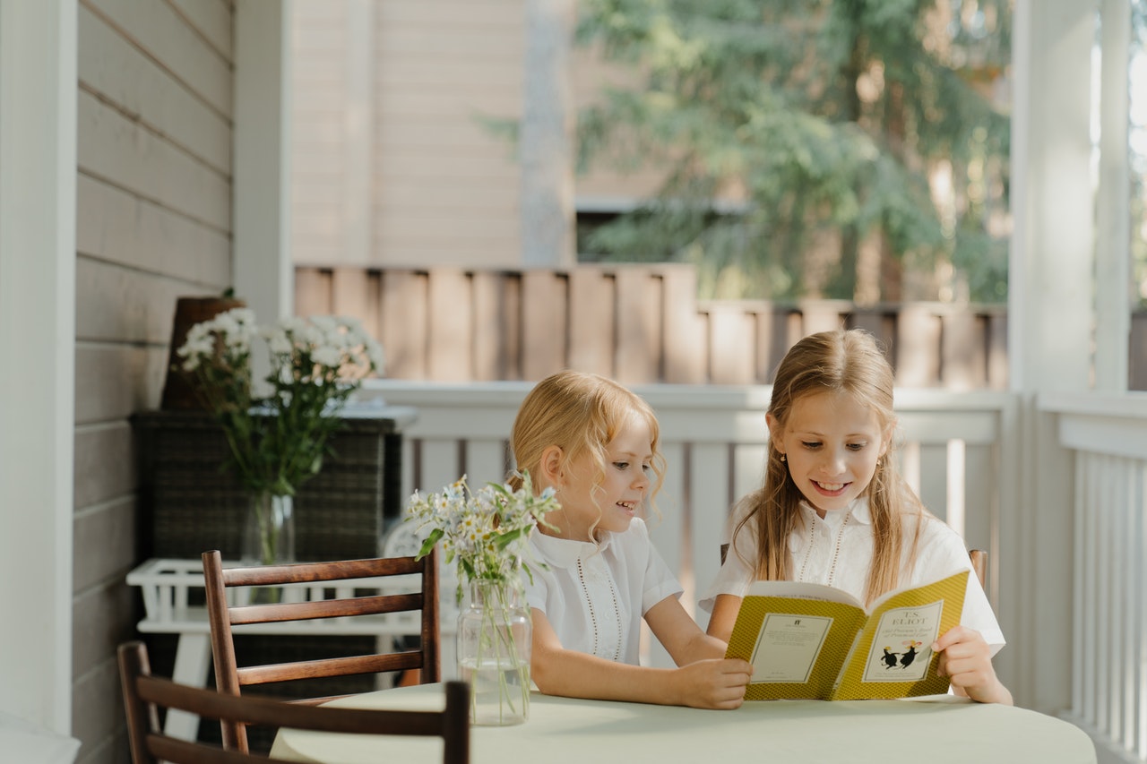 kids reading a book