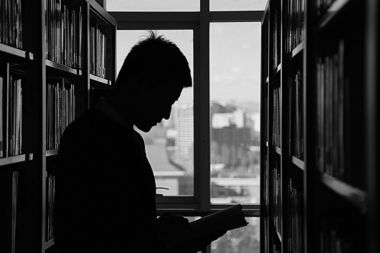 a man reading a book
