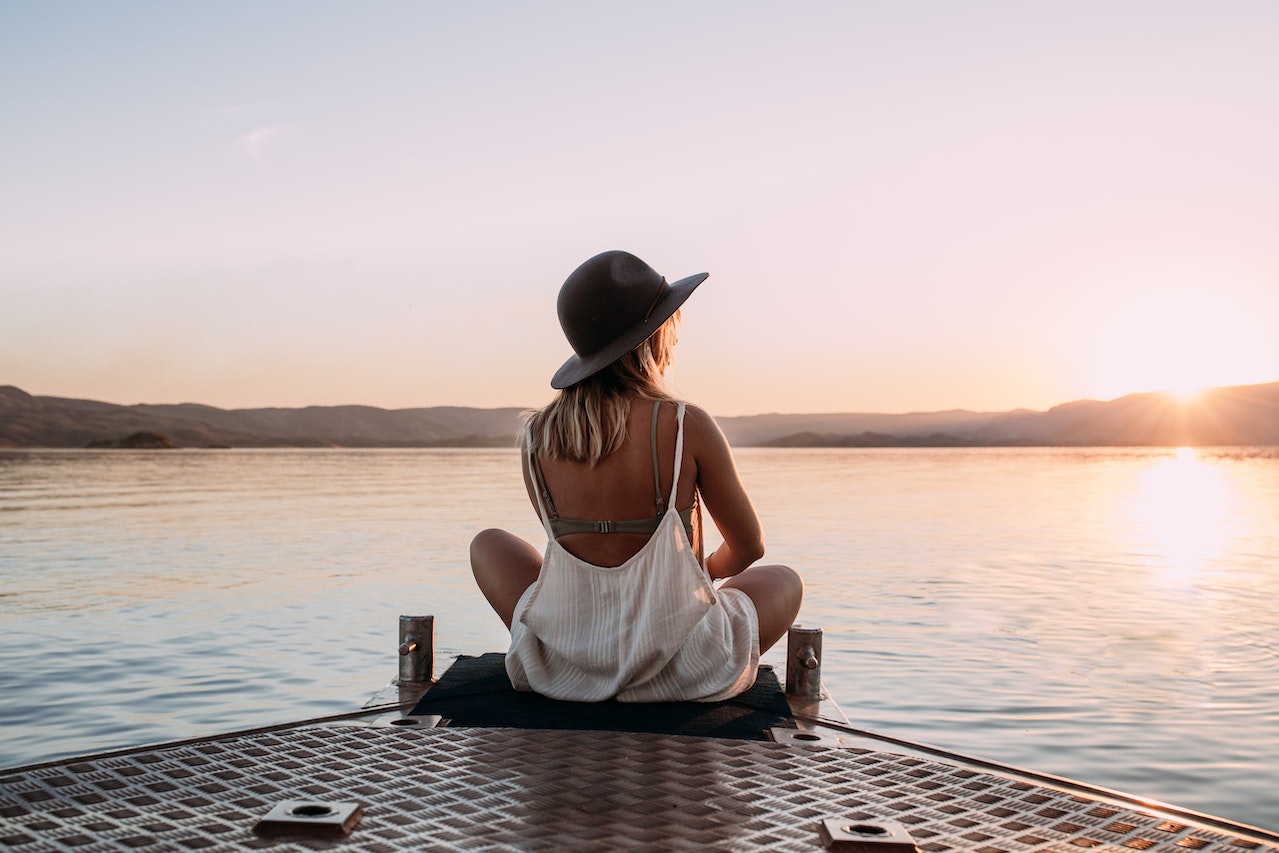 traveler girl on a beach
